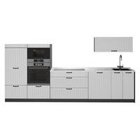 KÜCHENZEILE Fame-Line, Weiß Landhaus/Anthrazit, 340 cm, AP Marmor - Anthrazit/Weiß, Holzwerkstoff (340/153.6/60cm) - Vicco