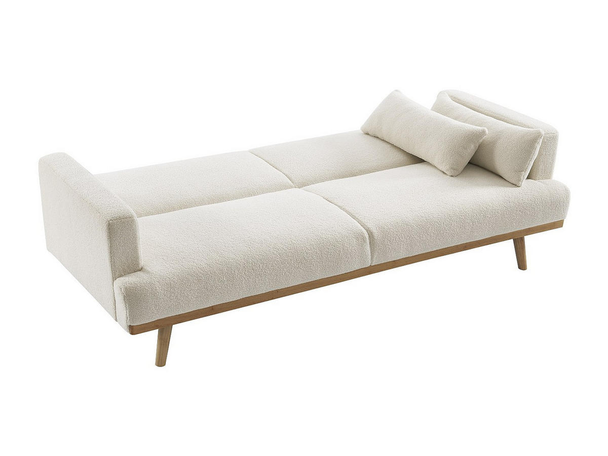 KLAPPSOFA 3-Sitzer mit Schlaffunktion - Bouclé-Stoff - Weiß - ESME - Weiß, Textil (216/85/89cm) - Vente-Unique