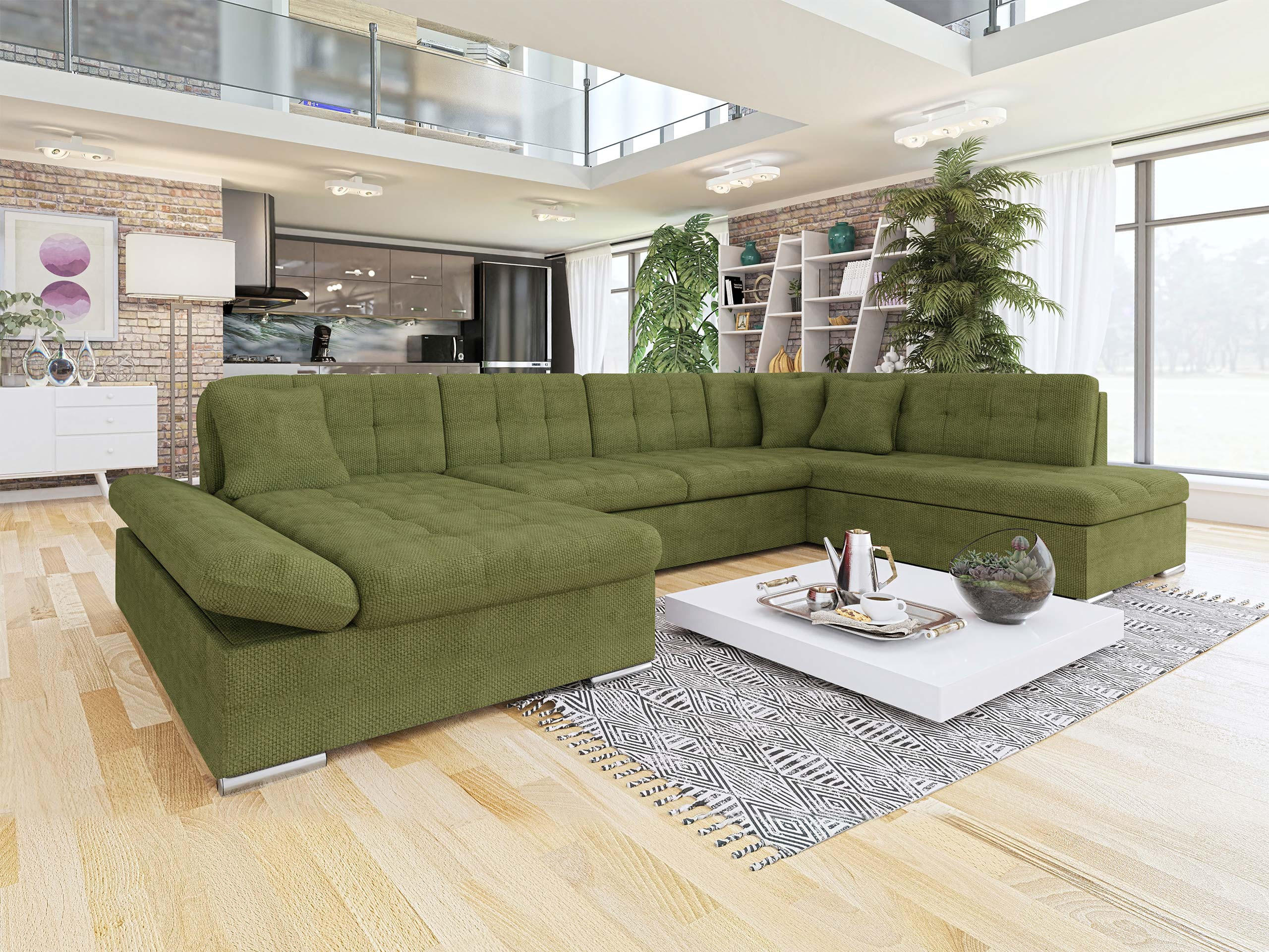 ECKSOFA Bergen, Seite: Links - Pastellgrün/Silberfarben, Holz/Textil (345/76/205cm) - MIRJAN24