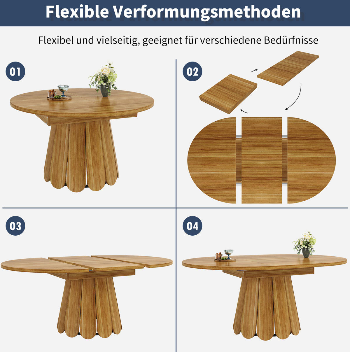 ESSTISCH 118/76,8/118 cm Braun aus MDF und Metall mit Ausziehfunktion - Braun, Holzwerkstoff (118/118/76cm) - OKMYHOME