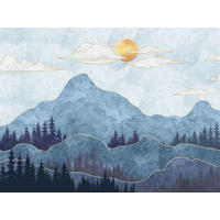 FOTOTAPETE Berglandschaft 375 x 270 cm - Blau, Papier (375/270cm) - Sanders & Sanders