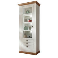 VITRINE weiß Pinie, Eiche 82 cm, Vitrinenschrank im Landhaus-Stil - Silberfarben/Eiche Wotan, Holzwerkstoff/Metall (82/204/44cm) - Furn.Design