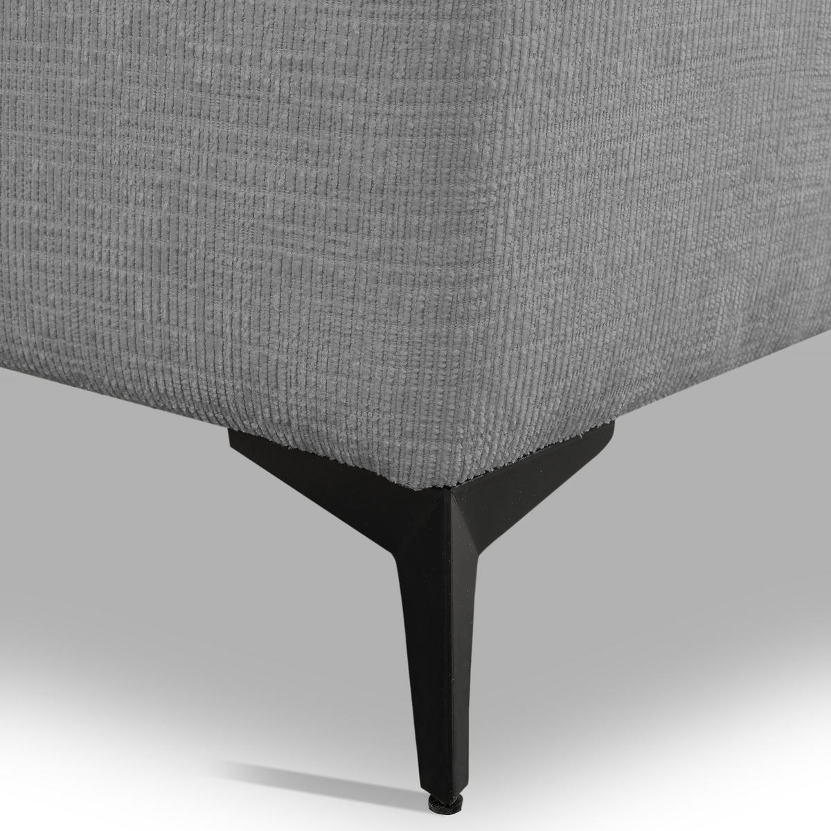 ECKSOFA Lucky in L-Form mit Schlaffunktion und Bettkasten, Farbe: Dunkelgrau, Strukturstoff, Ottomane Links oder Rechts - Dunkelgrau, Textil (275/160cm) - VENASI MÖBEL