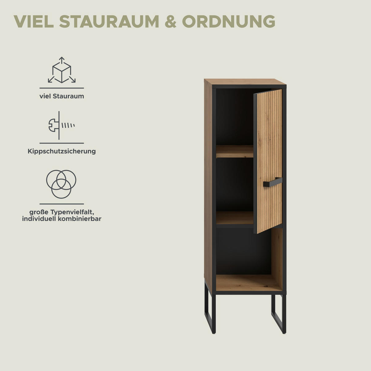STANDSCHRANK BAGNO (B/H/T: ca. 30/101/32 cm) in Artisan Oak Nachbildung/Artisan Oak Nachbildung - Eiche Artisan, Holzwerkstoff (30/101/32cm)