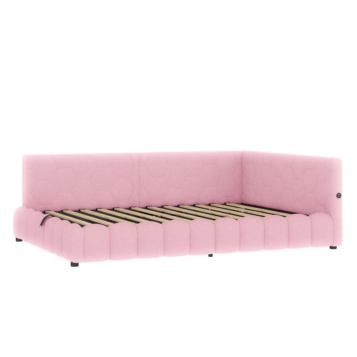 POLSTERBETT aus Vliesimitat 140x200 cm in Rosa mit LED, Stauraum & USB-C - Rosa, Textil (140/200cm) - Modfu