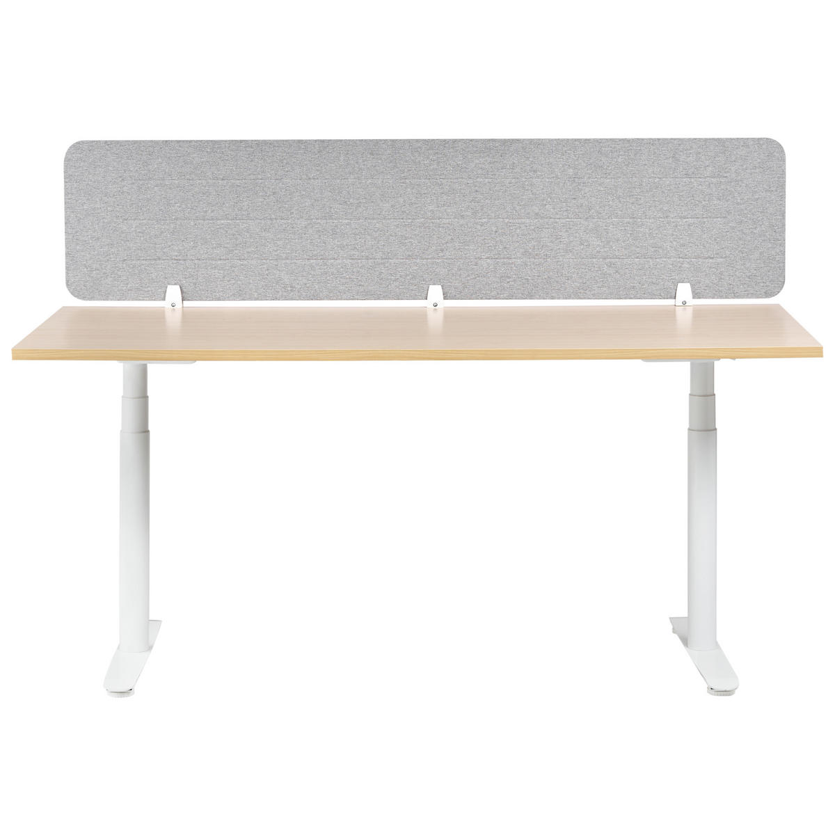 SCHREIBTISCHTRENNWAND Grau Ziggy - Hellgrau, Kunststoff (180/40/2cm) - Beliani