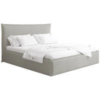 POLSTERBETT Pillow mit Bettkasten, Lattenrost & hohem Kopfteil in Hellgrau Bouclé 120x200 cm - Birkefarben/Hellgrau, Holz/Kunststoff (120/200cm) - WFL GROUP