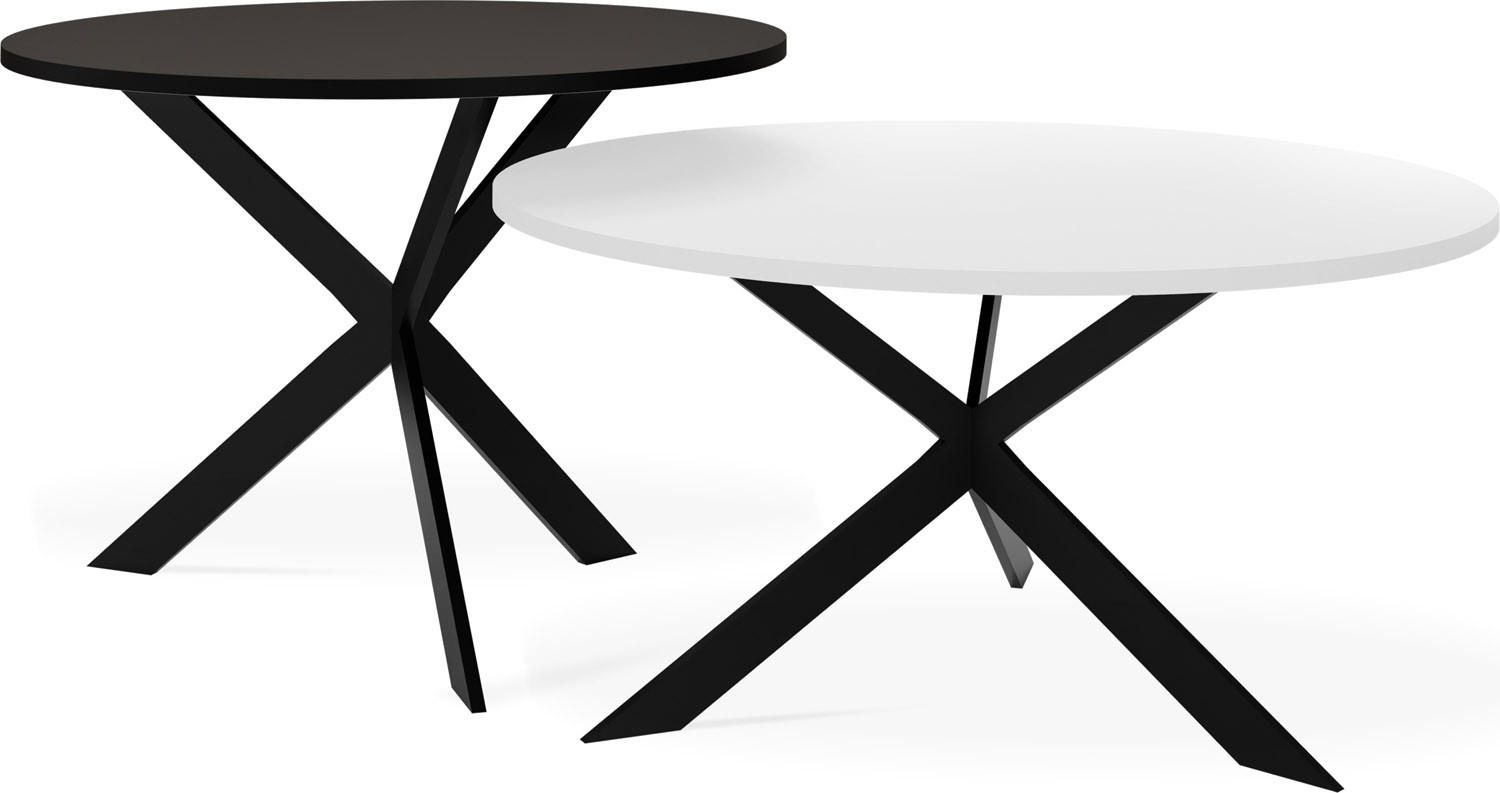 COUCHTISCH-SET Lev 2er-Set rund, Weiß - Schwarz 75/36, 58/42 - Multicolor/Schwarz, Holzwerkstoff/Metall (75/75/42cm) - WFL GROUP