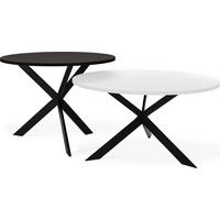 COUCHTISCH-SET Lev 2er-Set rund, Weiß - Schwarz 75/36, 58/42 - Multicolor/Schwarz, Holzwerkstoff/Metall (75/75/42cm) - WFL GROUP