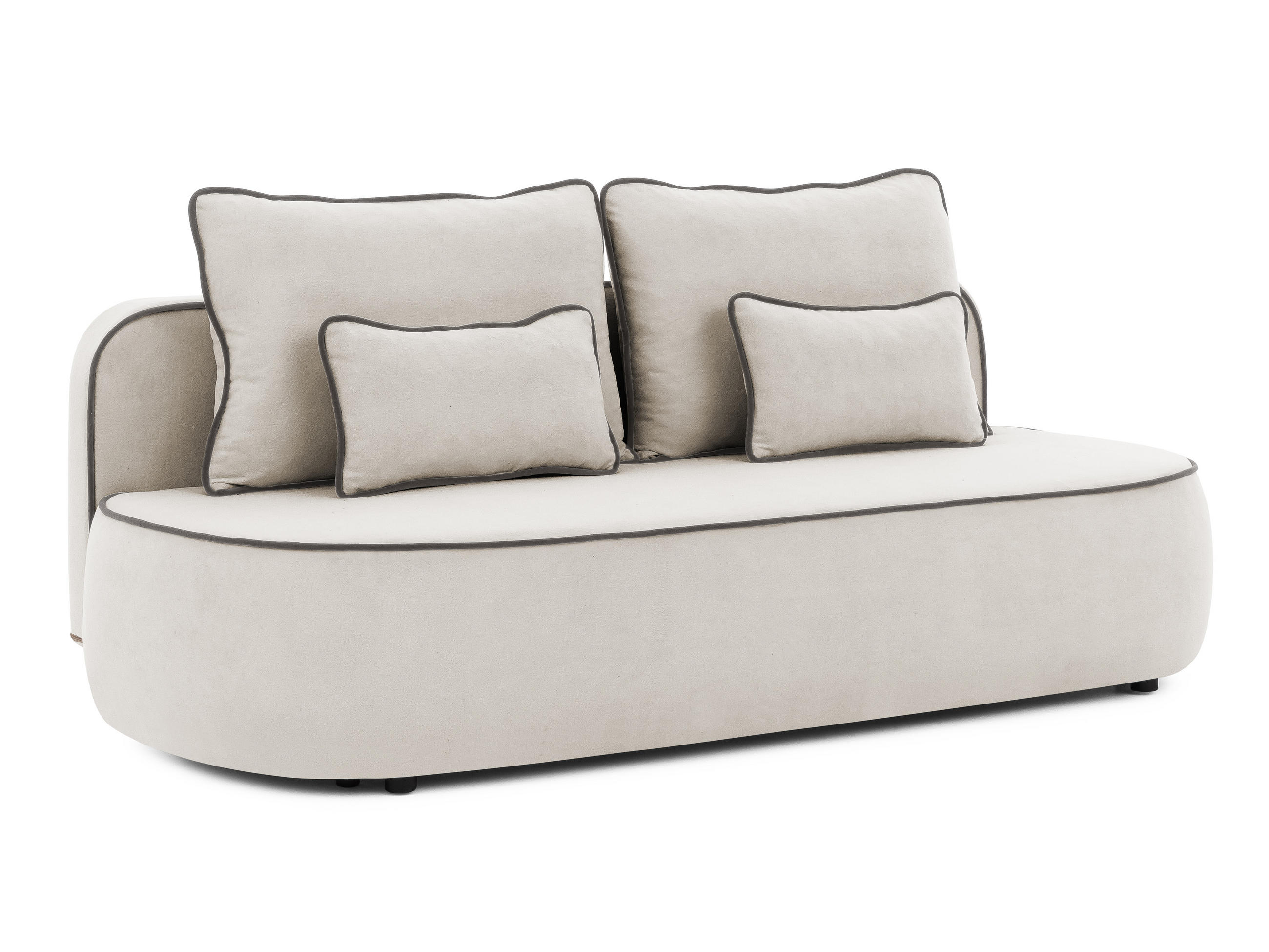 SCHLAFSOFA Vero im modernen und abgerundeten Design mit Bettkasten aus Hellgrau Plüschstoff mit graphiter Paspel - Hellgrau/Schwarz, Holz/Kunststoff (210/90/98cm) - S-Style Möbel