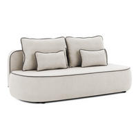 SCHLAFSOFA Vero im modernen und abgerundeten Design mit Bettkasten aus Hellgrau Plüschstoff mit graphiter Paspel - Hellgrau/Schwarz, Holz/Kunststoff (210/90/98cm) - S-Style Möbel