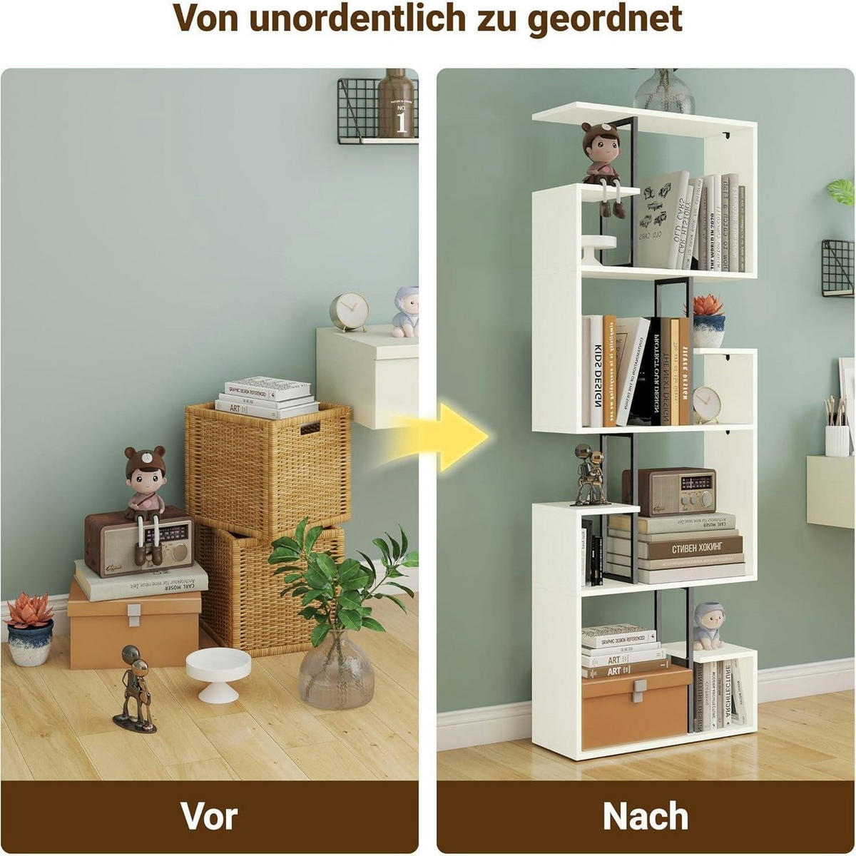 BÜCHERREGAL Manora Weiß 60 x 24 x 174 cm - Weiß, Holzwerkstoff (60/174/24cm)
