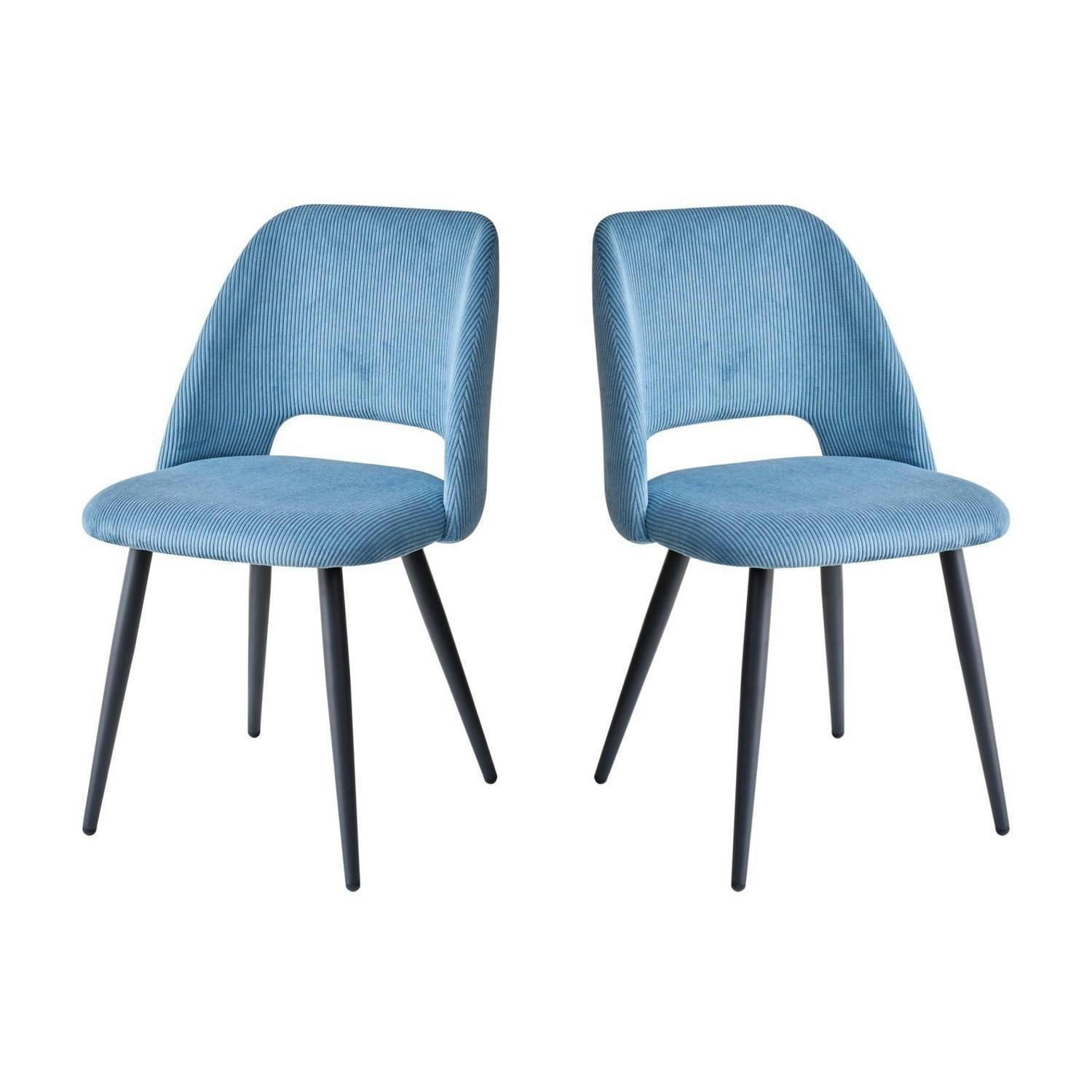 ESSZIMMERSTUHL 2er-Set Cord Blau - Blau, Textil (43/80/45cm)
