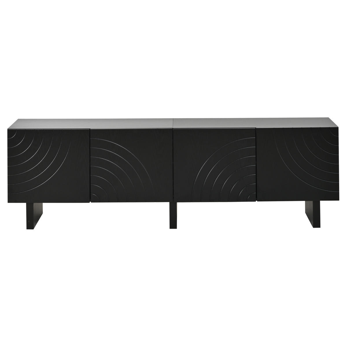 TV-LOWBOARD 180/40/55 cm schwarz aus Spanplatte mit 4 Türen - Schwarz, Holzwerkstoff (180/55/40cm) - OKWISH