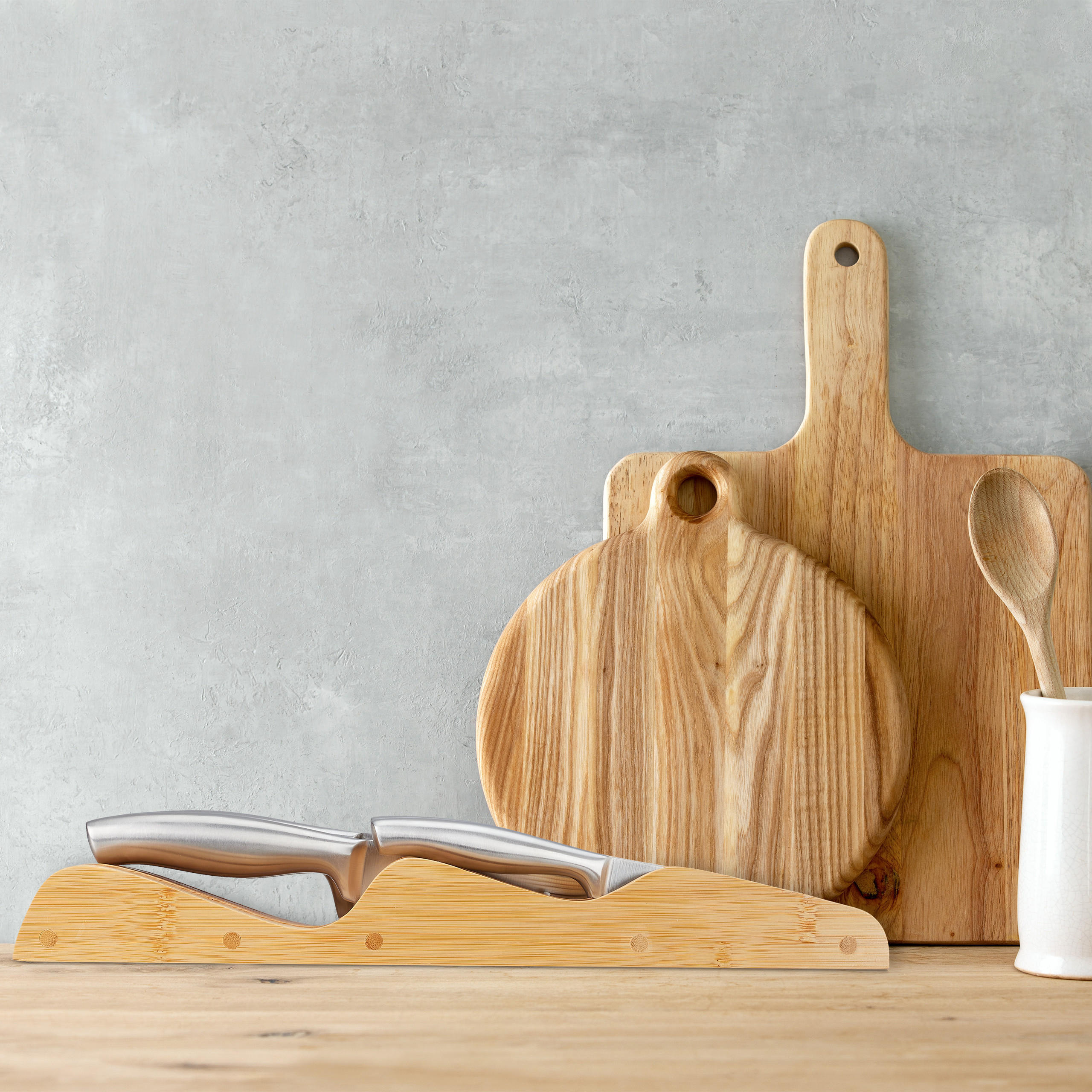 MESSERBLOCK - Hellbraun, Holz (14.5/5/40cm) - Relaxdays