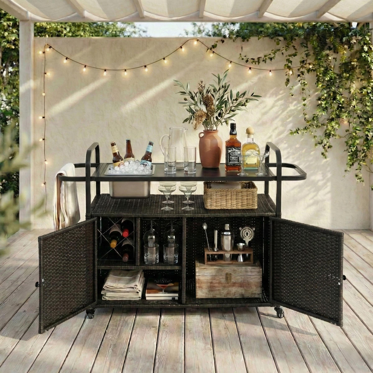 SERVIERWAGEN Küchenwagen,Outdoor Kücheninsel,Ratten,Schwarz - Schwarz, Metall (131/78/50cm) - LVHOM