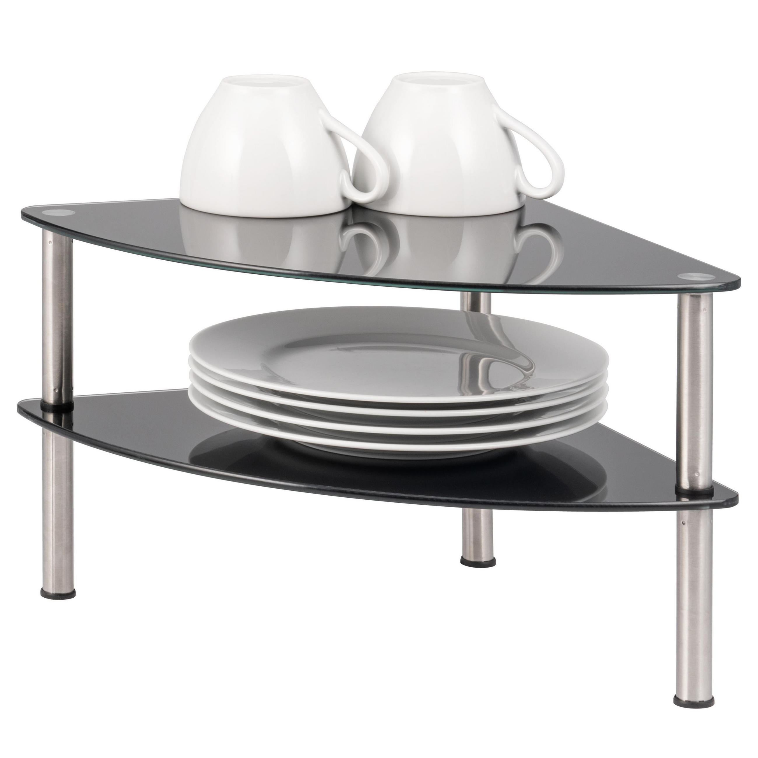 ECKREGAL, Glas, Metall, schwarz - Schwarz, Glas (28/21/28cm) - bremermann