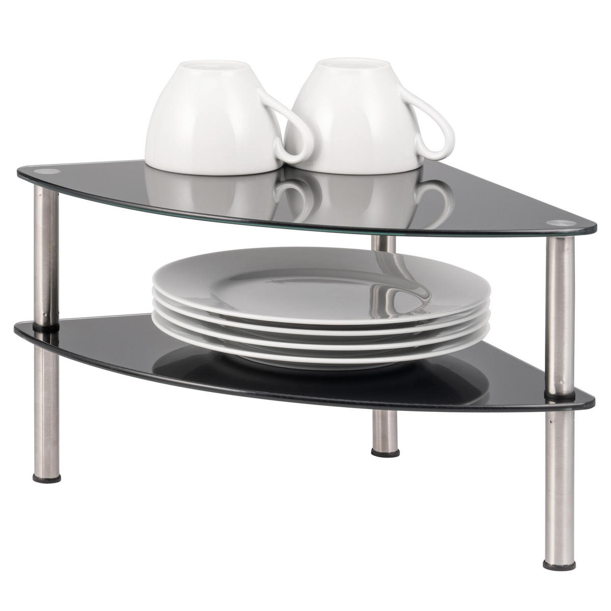 ECKREGAL, Glas, Metall, schwarz - Schwarz, Glas (28/21/28cm) - bremermann