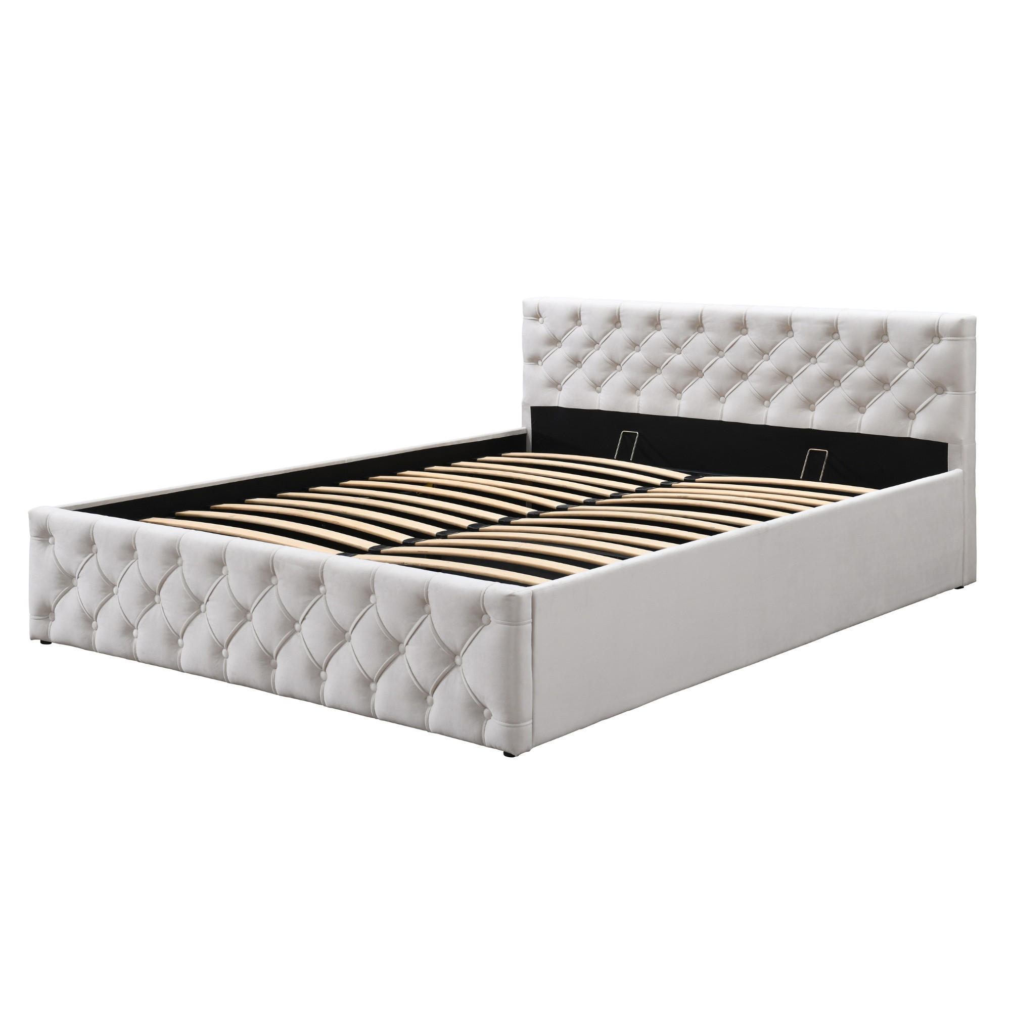 POLSTERBETT mit Stauraum 160x200 cm in Beige - Beige, Holzwerkstoff (160/200cm) - Home Collective