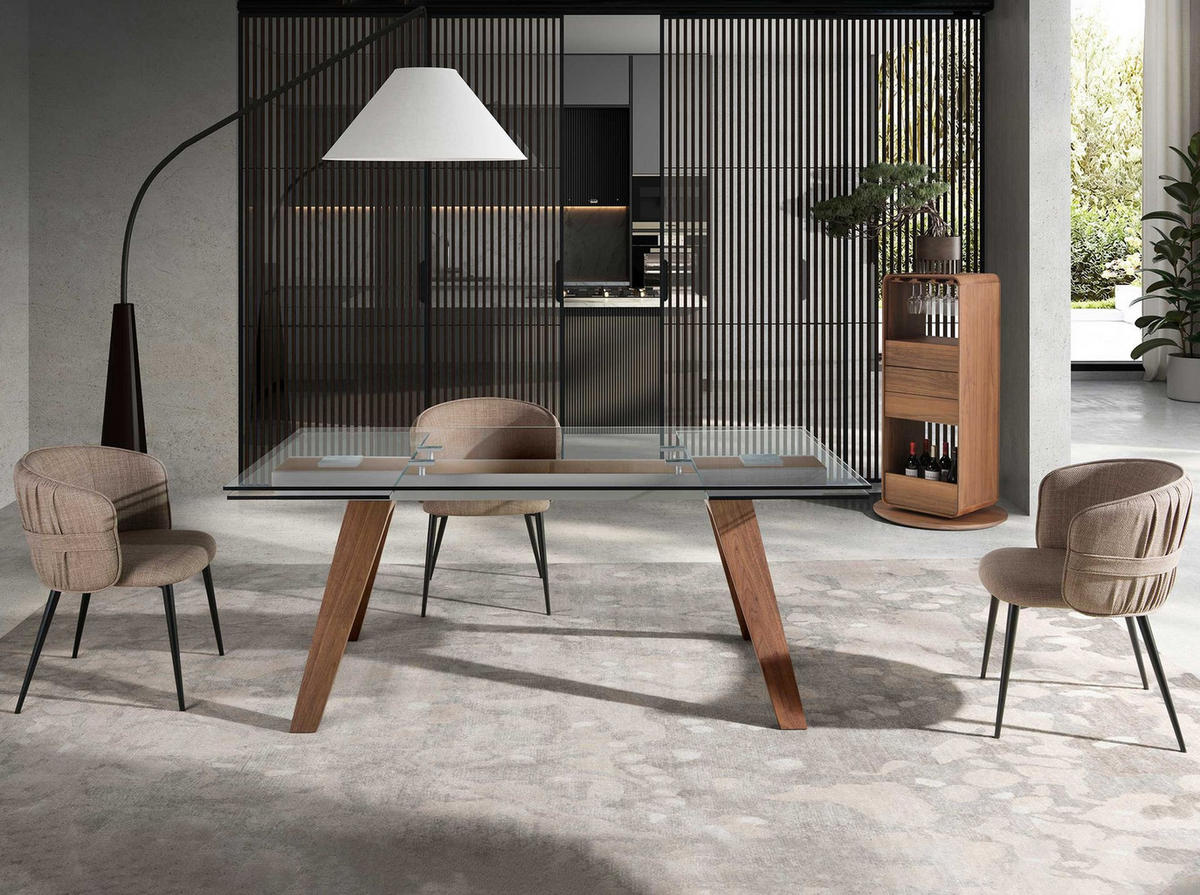 STUHL Stuhl aus braunem Stoff 58/58/77 cm - Schwarz/Braun, Textil (58/77/58cm) - ANGEL CERDA