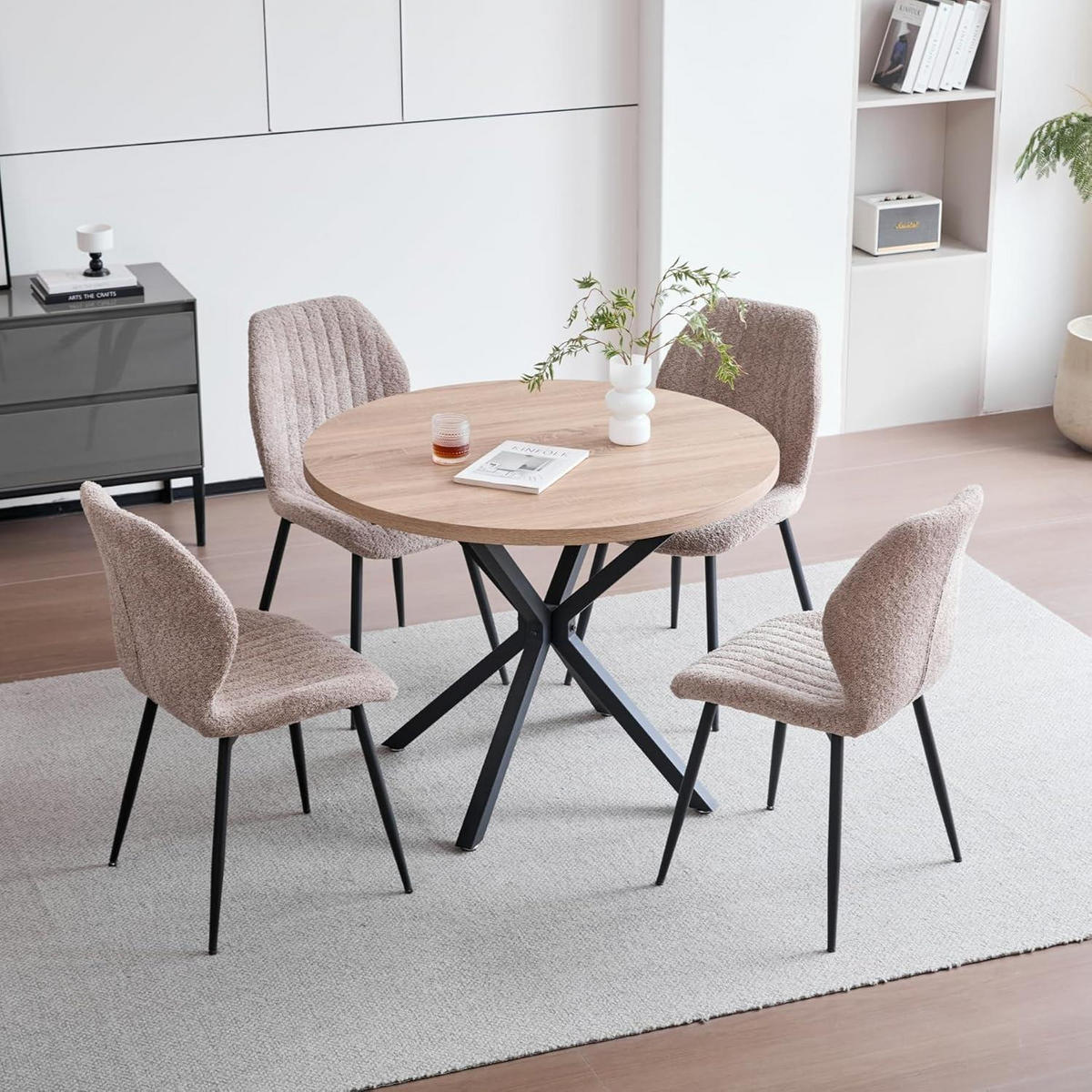 ESSZIMMERSTUHL 2er Set Stoff Braun Metallbeine - Beige, Textil (43/86/47.5cm)