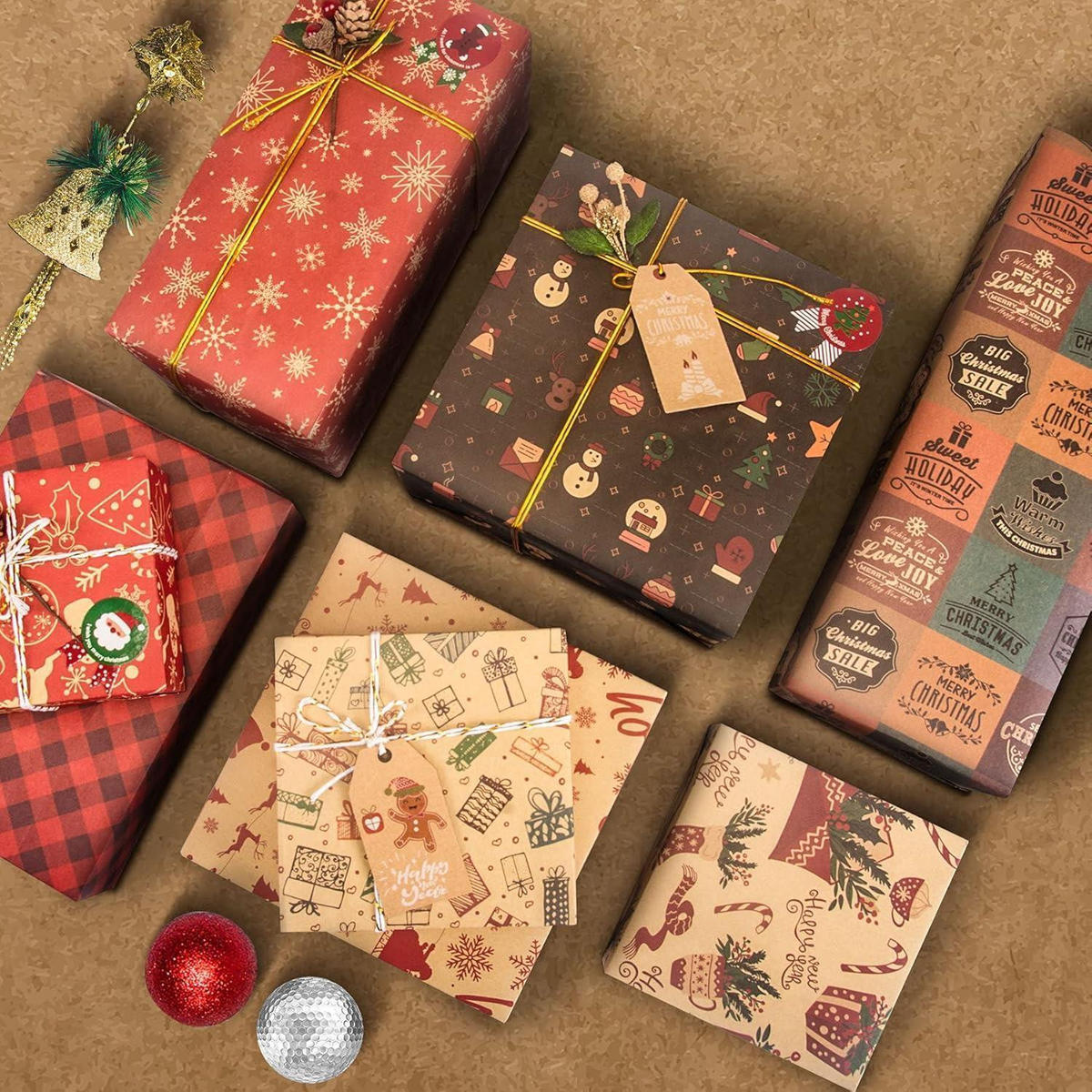 GESCHENKPAPIER Set 10 Blatt mit Anhänger und Aufkleber 70 x 50 cm - Multicolor, Papier (50/0.1/70cm)