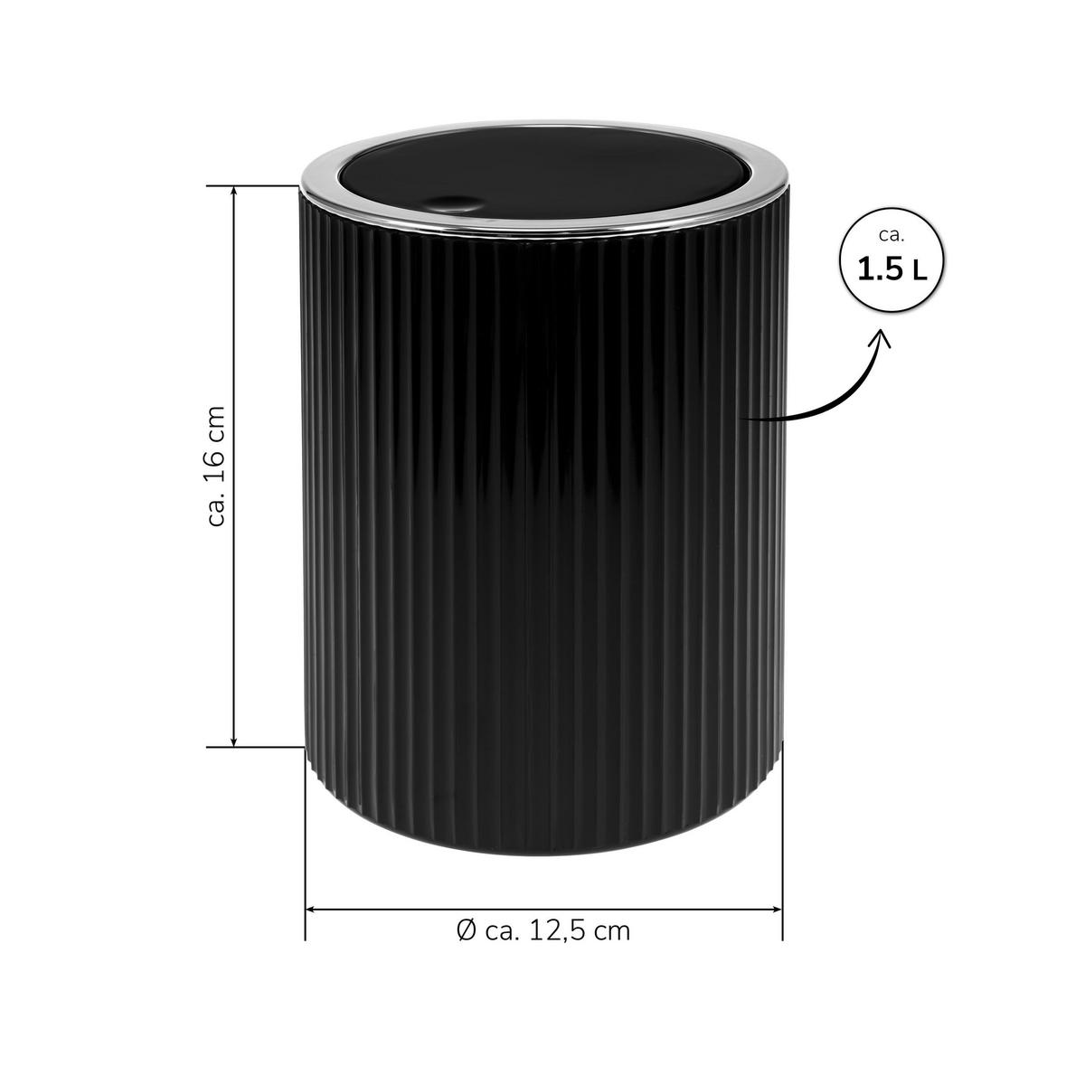 KOSMETIKEIMER 2er-Set, GAVELLO schwarz, Kunststoff - Schwarz, Kunststoff (12.5/16.3/12.5cm) - bremermann