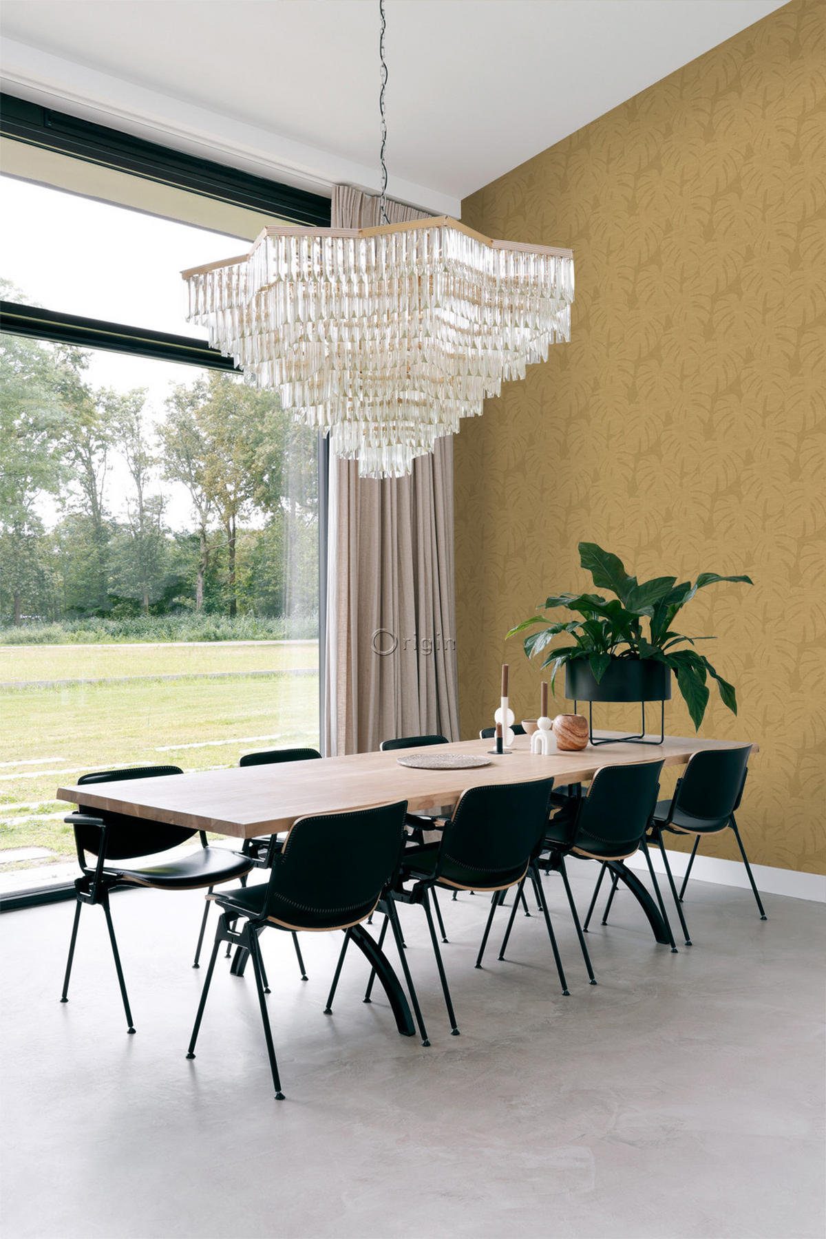 TAPETE tropische Blätter 50 x 900 cm - Gelb, Papier (50/900cm) - Origin Wallcoverings