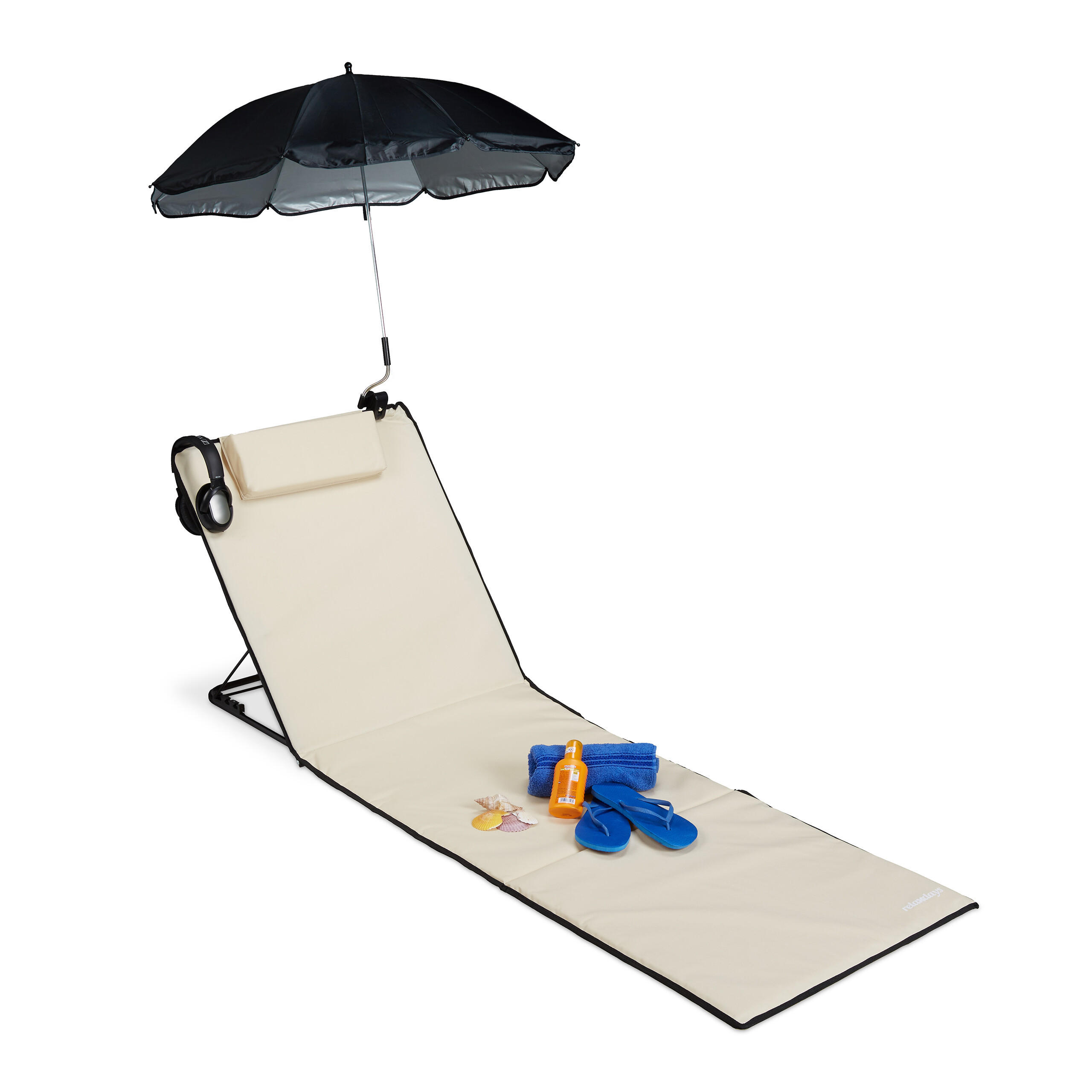 STRANDMATTE - Beige, Textil/Metall (60/62/170cm) - Relaxdays