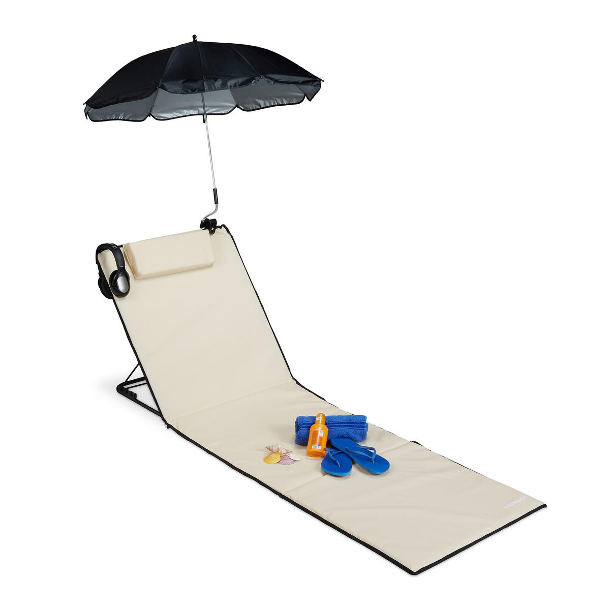 STRANDMATTE - Beige, Textil/Metall (60/62/170cm) - Relaxdays