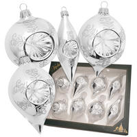 CHRISTBAUMKUGELN Reflexsortiment Lea Silberfarbig 7cm (Glas / 8 Stk.) - Silberfarben, Glas (7/7/7cm) - Krebs Glas Lauscha