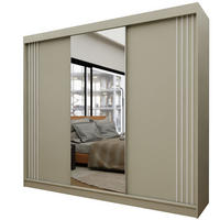 SCHWEBETÜRENSCHRANK Neli 240 cm mit Lamellen und Spiegel 3-türig, kaschmir, kaschmir, Lamelle weiß - Kaschmir/Weiß, Kunststoff (240/216/61cm) - Margaret Hadas24