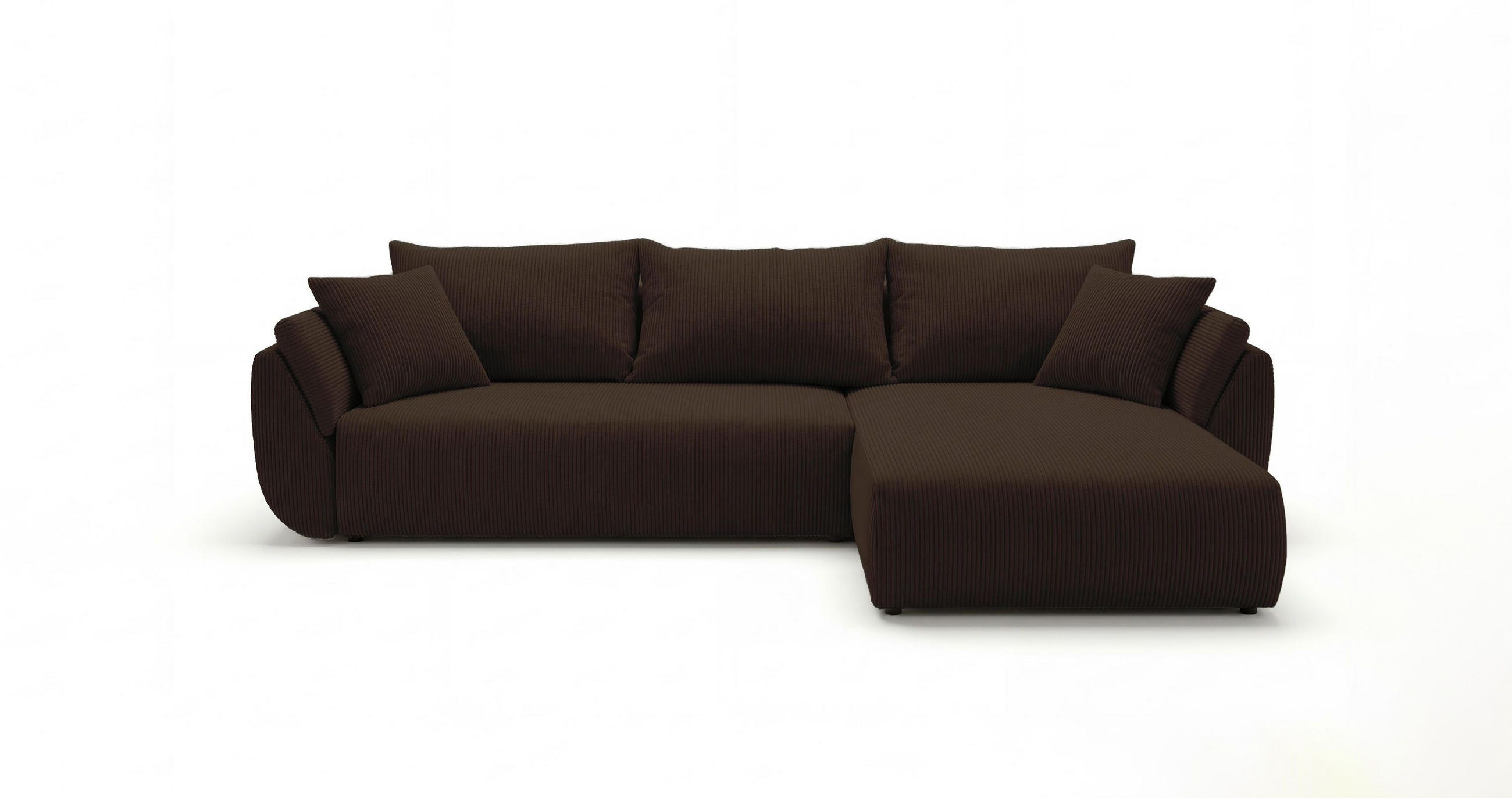 ECKSOFA SYDNEY rechts braun Cord Poso 6 - Schlaffunktion, Bettkasten - Braun, Textil (280/175cm) - Cornero