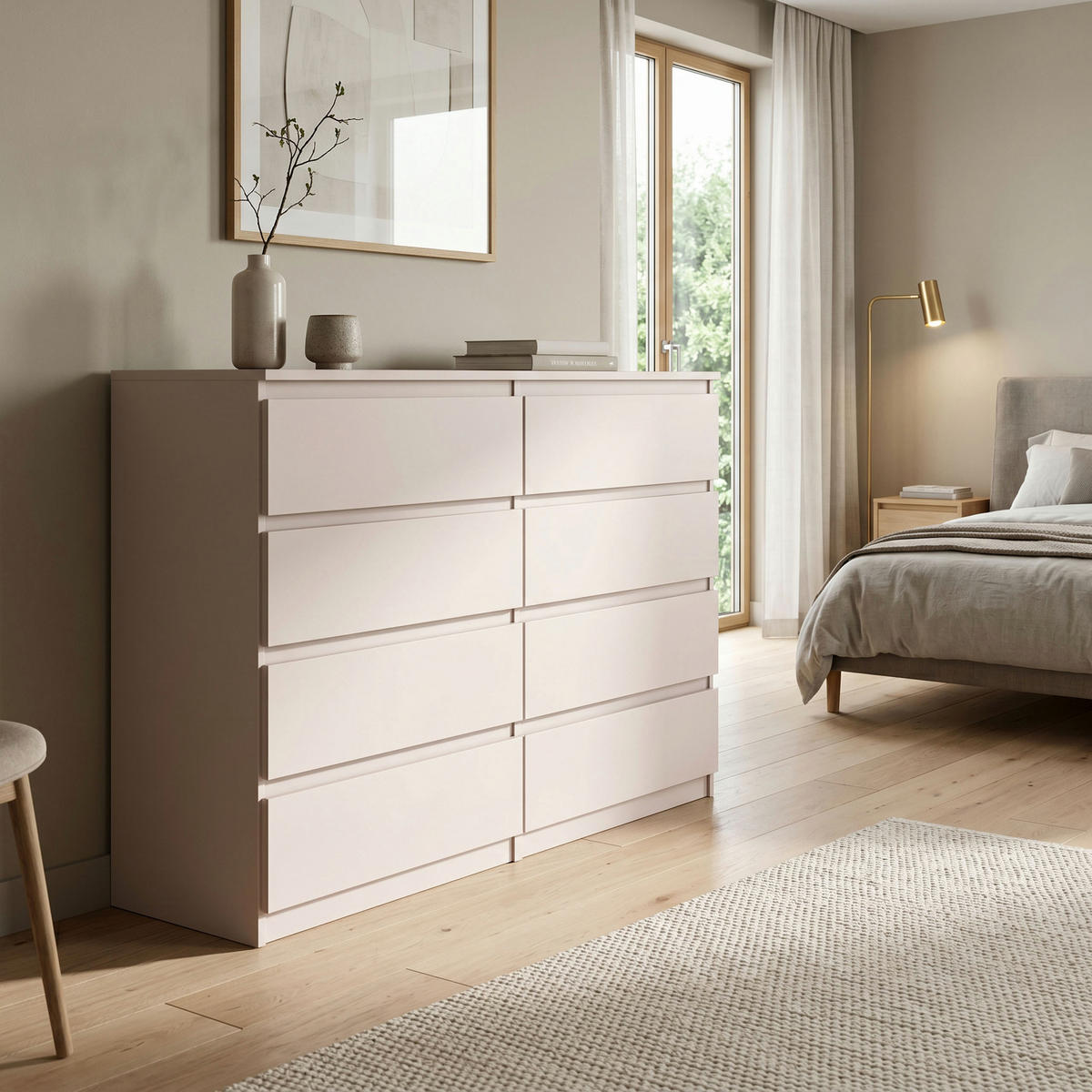 KOMMODE NUDO 138,5/101,5/39cm mit 8 Schubladen Türen Kaschmir - Kaschmir, Holzwerkstoff (138.5/101.5/39cm) - MASSENO