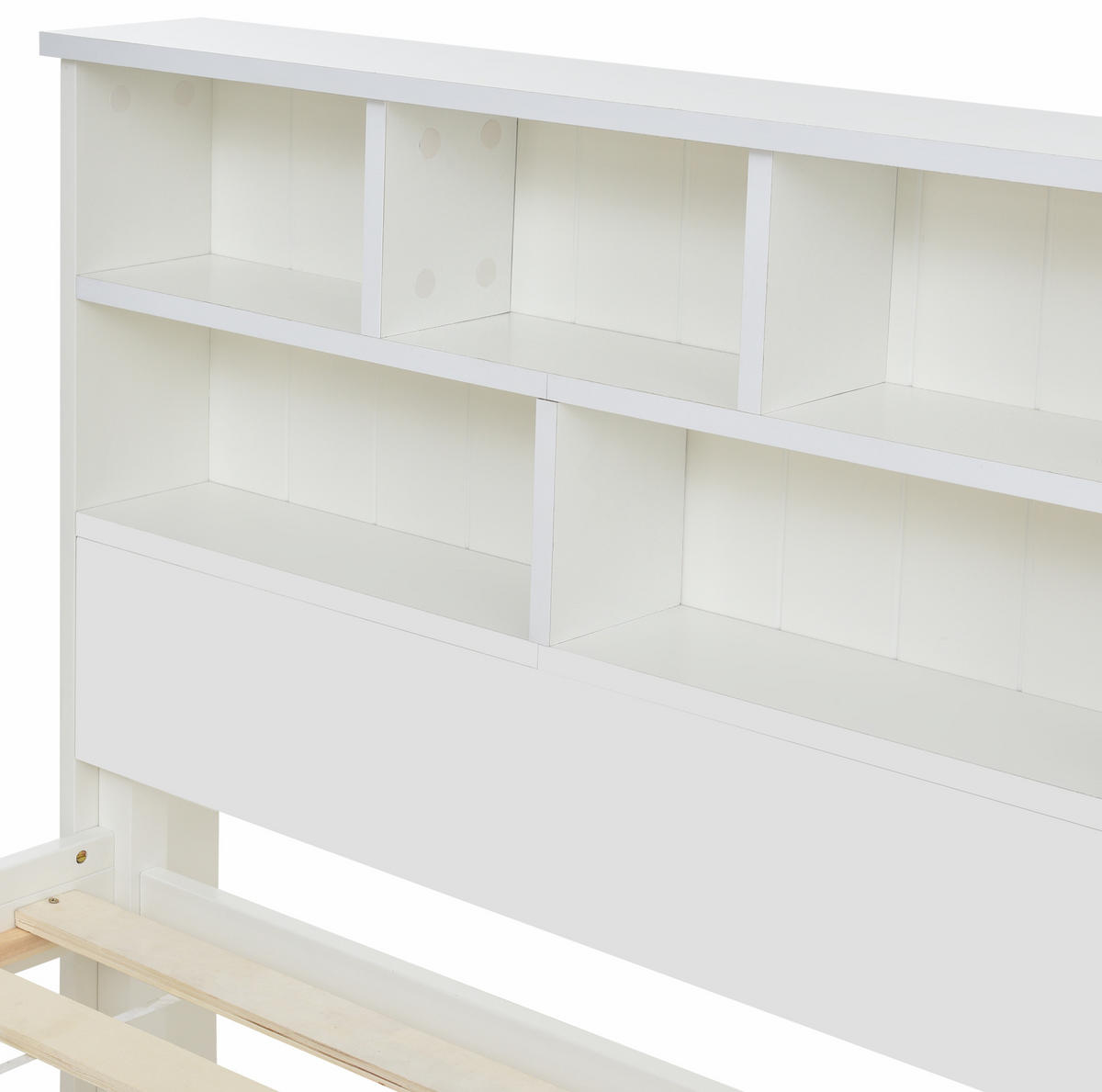KINDERBETT aus Massivholz 140x200 cm in Weiß mit Schubladen & Bücherregal - Weiß, Holz (140/200cm) - Modfu