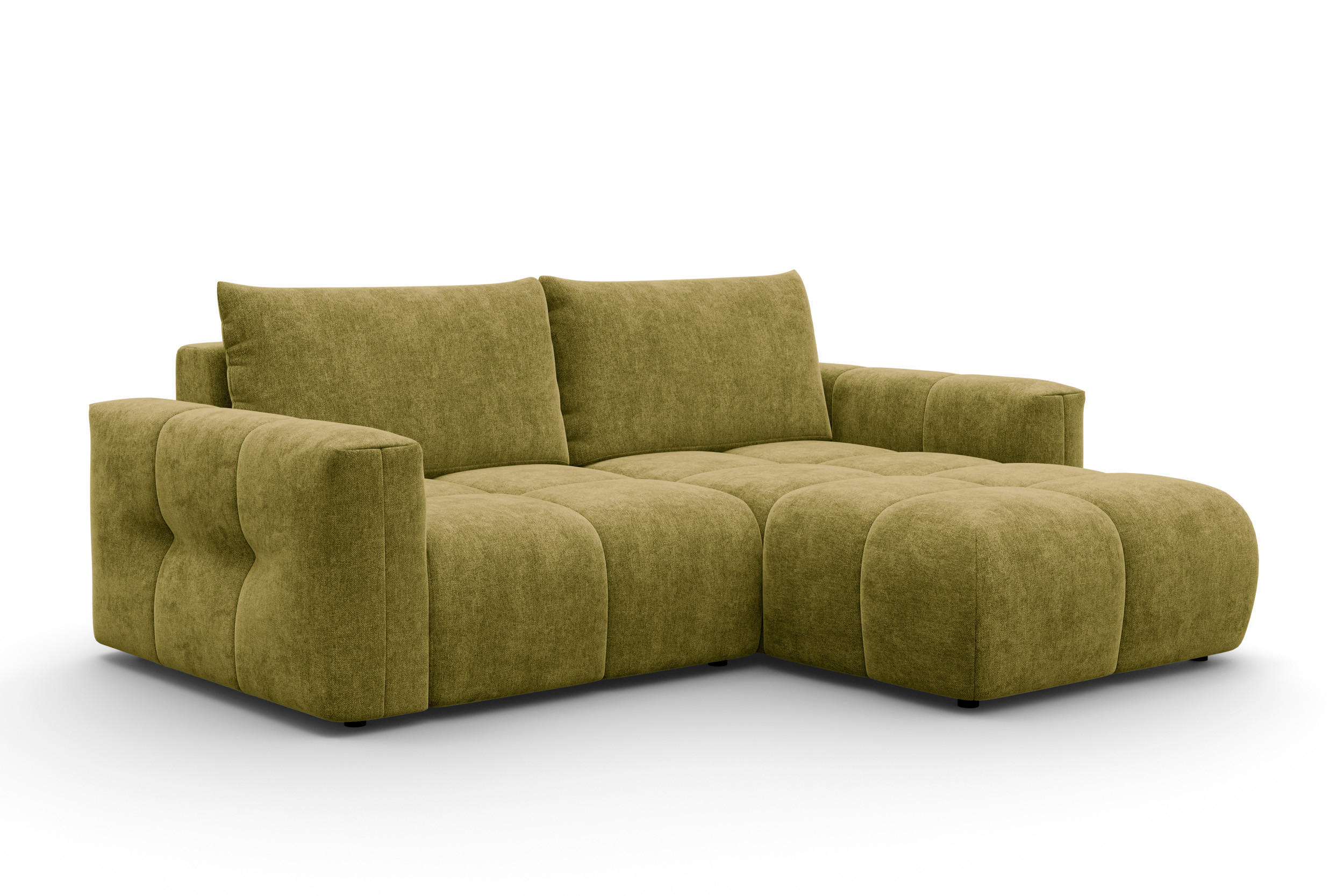 ECKSOFA VERONA 3-Sitzer rechts, Khaki - Schwarz/Grün, Holz/Textil (224/173cm) - Courtois Laville