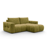 ECKSOFA VERONA 3-Sitzer rechts, Khaki - Schwarz/Grün, Holz/Textil (224/173cm) - Courtois Laville