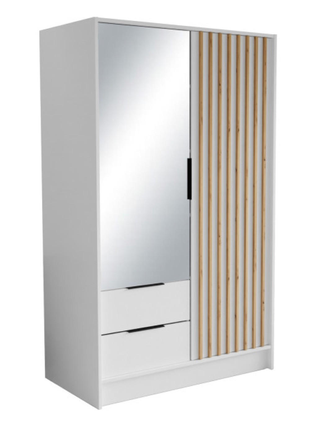 SCHRANK Weiß ORE 102 Mit Lamellen Und Spiegel Craft Gold - Eichefarben/Goldfarben, Holzwerkstoff (102/200/51cm) - Sepro Meble