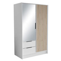 SCHRANK Weiß ORE 102 Mit Lamellen Und Spiegel Craft Gold - Eichefarben/Goldfarben, Holzwerkstoff (102/200/51cm) - Sepro Meble