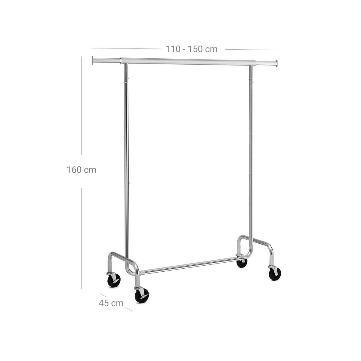 KLEIDERSTÄNDER - Silberfarben, Metall (160/45/150cm) - Hansiro