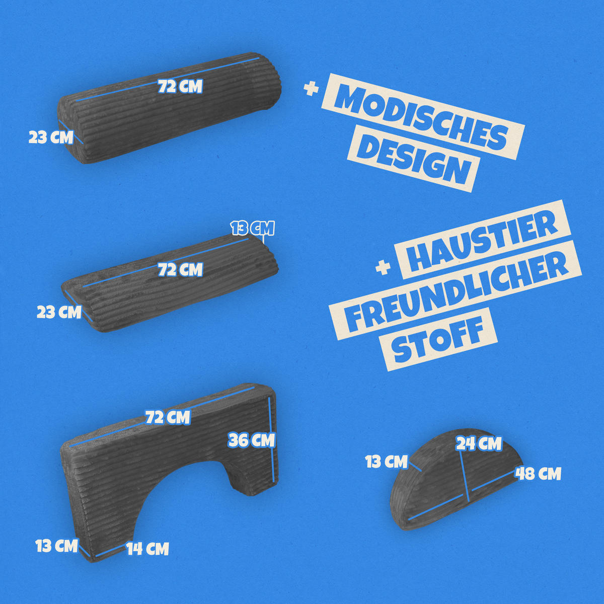 KINDERSOFA modulares Cord Spielsofa 11-teilig Anthrazit - Anthrazit, Textil (72/50/144cm) - Bestlivings