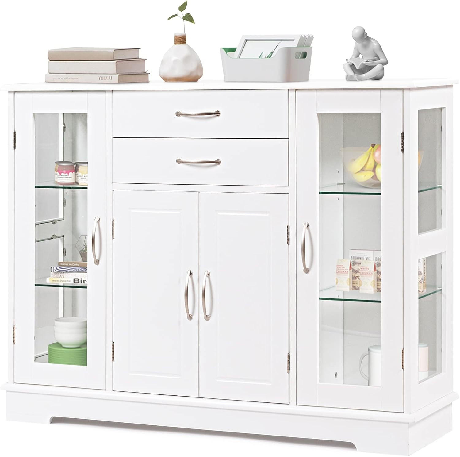 Costway Küchenschrank Weiß 107x82x30 cm
