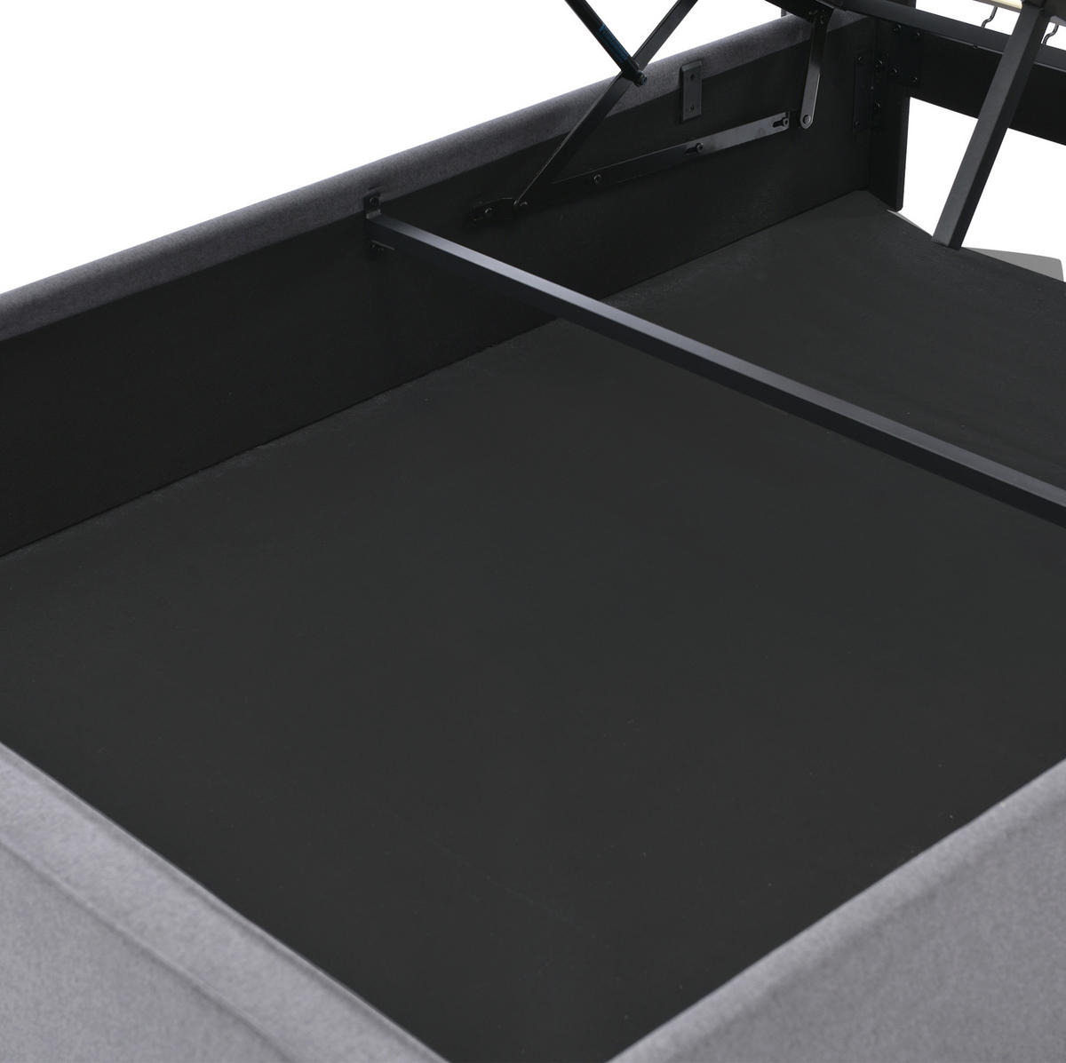 BETT mit Bettkasten 90x200 cm Baumwolle Grau inkl. Matratze - Grau, Metall (90/200cm) - Meubliv