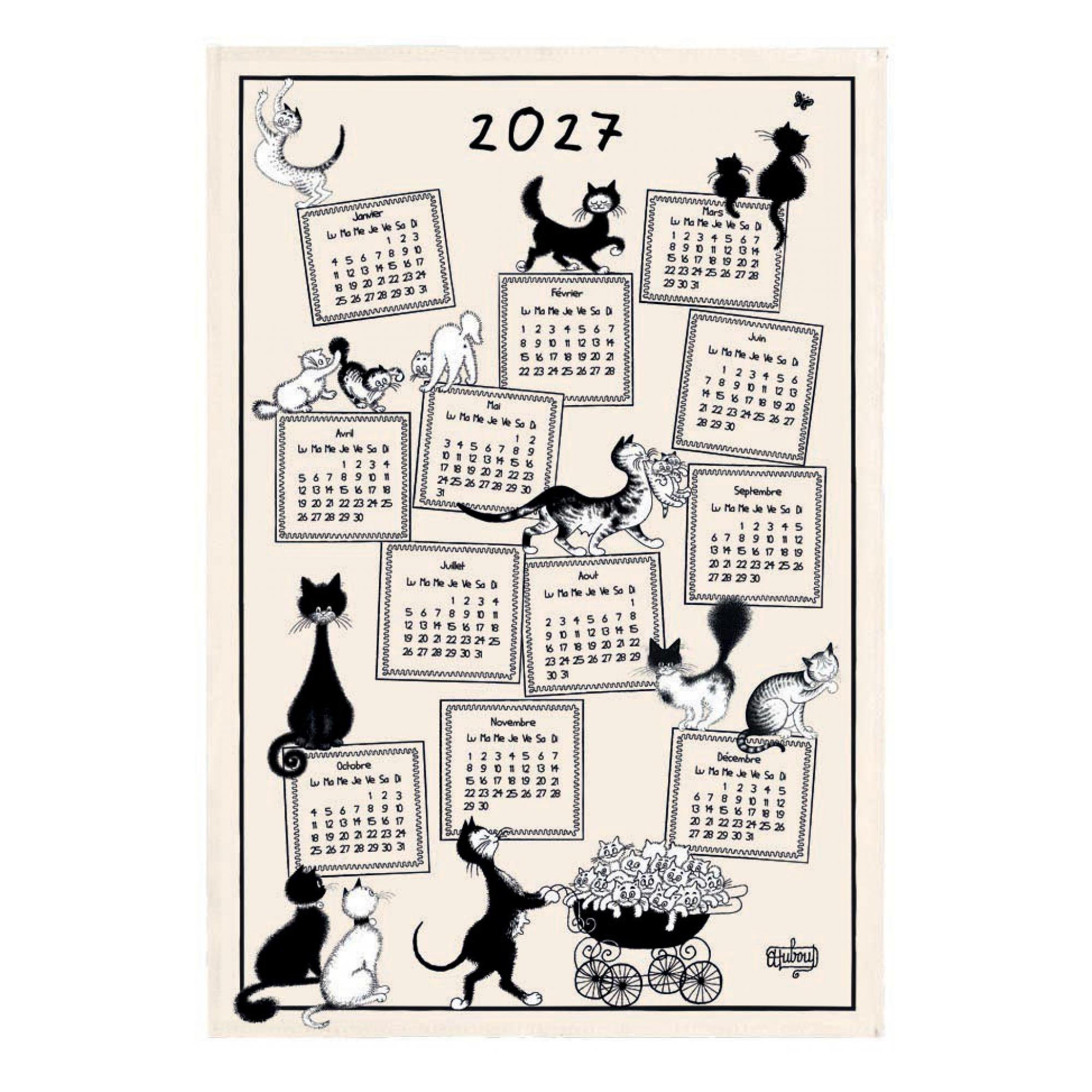 GESCHIRRTUCH Dubout Calendrier 2027 ekrü 48 x 72 cm - Weiß, Textil (48/72cm) - Winkler