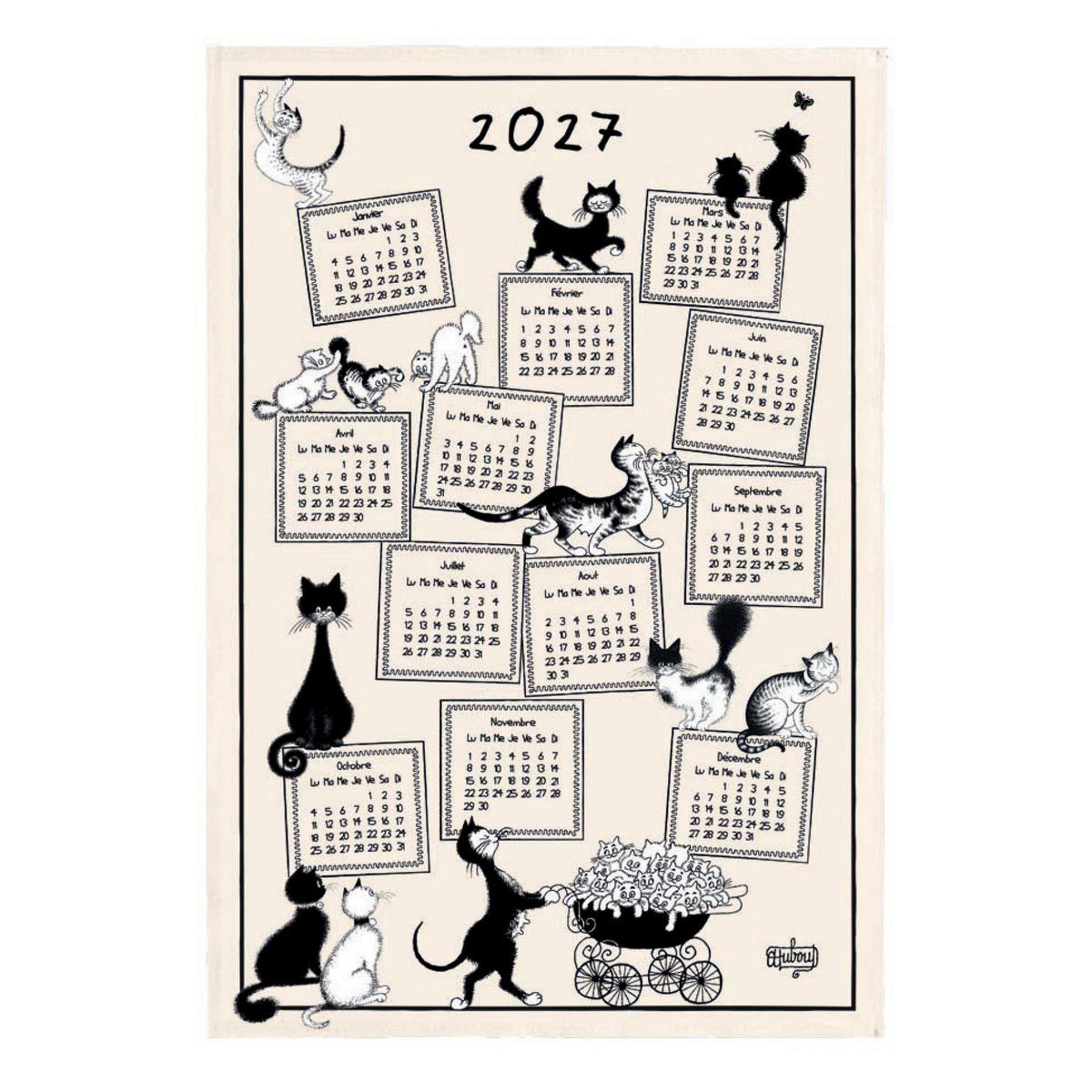 GESCHIRRTUCH Dubout Calendrier 2027 ekrü 48 x 72 cm - Weiß, Textil (48/72cm) - Winkler