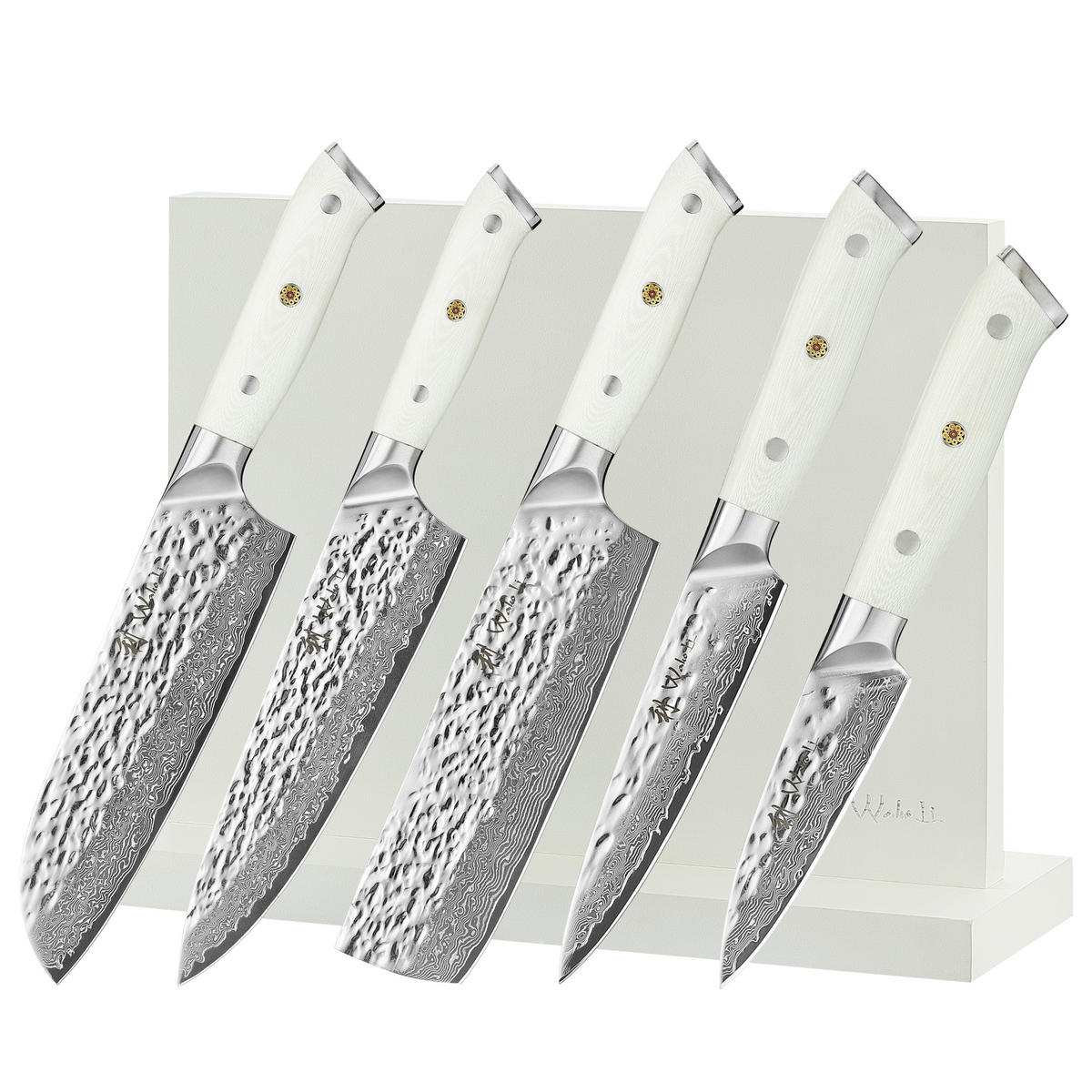 MESSERSET 5-tlg. 9-20 cm - Weiß, Holz/Metall - Wakoli