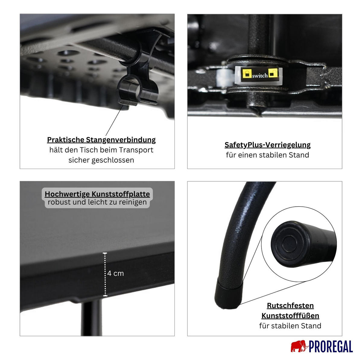 BUFFETTISCH klappbar 180x75cm 8 Personen Kunststoff Schwarz - Schwarz, Kunststoff (75/180/74cm) - CHEFGASTRO