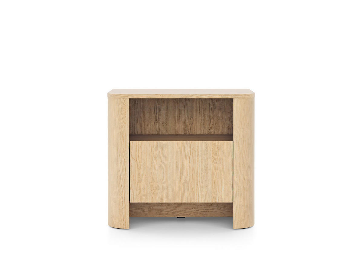 NACHTTISCH Fari Eiche Vincenza, mit Schublade - Hellbraun/Schwarz, Holzwerkstoff (58/52/39cm) - Bettso