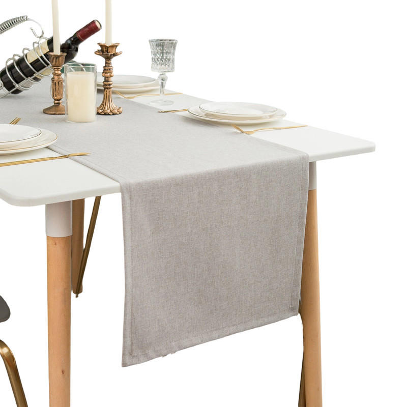 TISCHLÄUFER Hellgrau 30x120cm Leinenoptik, wasserabweisend & waschbar, moderne Tischdekoration - Hellblau, Textil (30/120cm) - SHOPENTRA