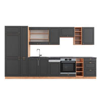 KÜCHENZEILE Fame-Line Anthrazit Landhaus/Goldkraft Eiche 355 cm AP Anthrazit - Dunkelgrau/Eiche Wotan, Holzwerkstoff (355/81.6/60cm) - Vicco